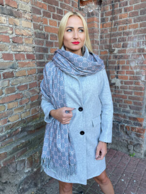 SZAL WZORZYSTY SZARO-PUDROWY