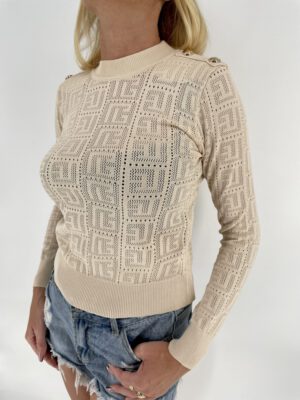 SWETEREK AŻUR BEŻOWY