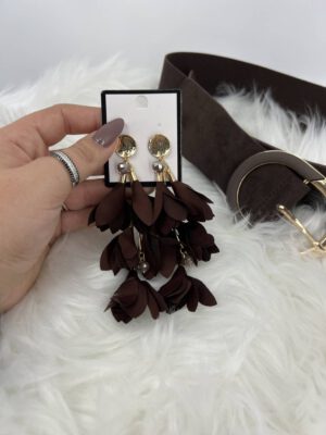 KOLCZYKI FEATHERS BROWN