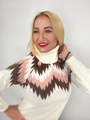 SWETER DAMARIS GOLF ŚMIETANKOWY