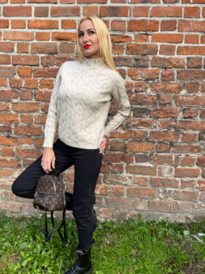 SWETER  THICK BRAID BEIGE