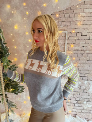 SWETER REINDEER SZARY