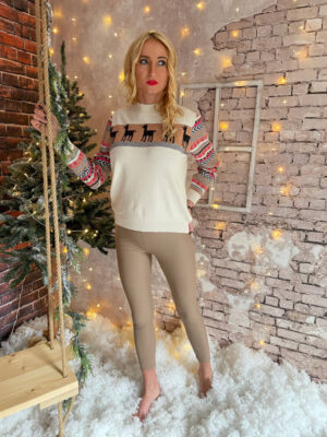 SWETER REINDEER JASNY BEŻ