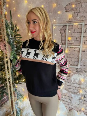 SWETER REINDEER CZARNY