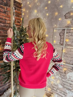 SWETER REINDEER RÓŻ