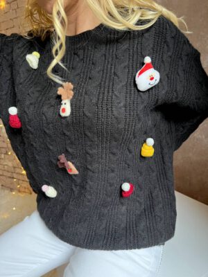 SWETER CHRISTMAS CZARNY