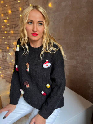 SWETER CHRISTMAS CZARNY