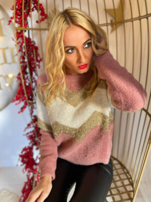 SWETER PATTERN RÓŻ