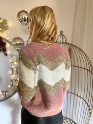 SWETER PATTERN RÓŻ